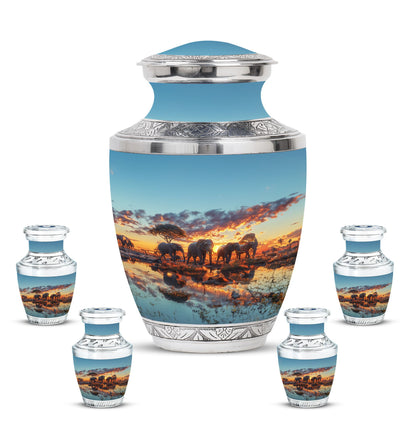 Personalized Elephant Cremation Urn for Human Ashes - 10-inch, 200 cu in - Yatskia