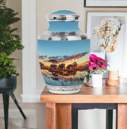 Personalized Elephant Cremation Urn for Human Ashes - 10-inch, 200 cu in - Yatskia