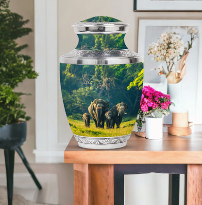 Personalized Elephant Memorial Urn for Human Ashes - 10-inch, 200 cu in - Yatskia