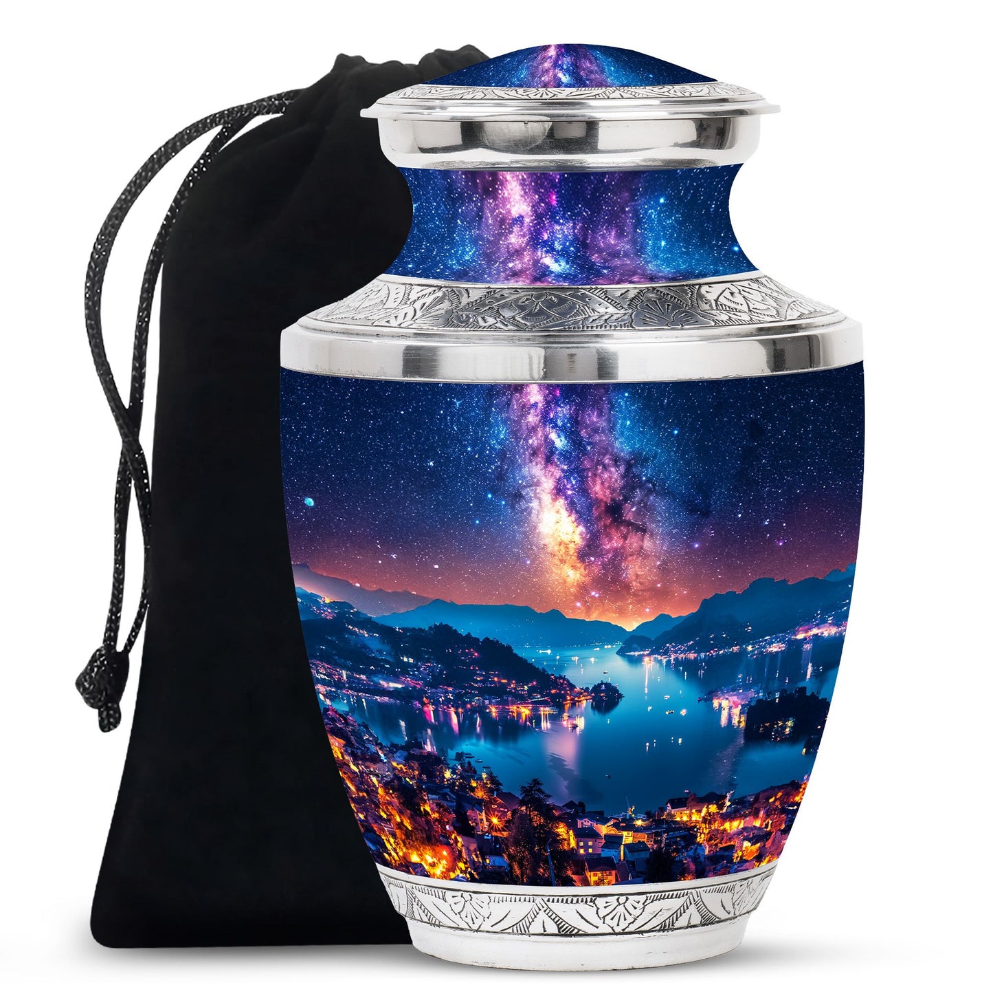 Personalized Galaxy Memorial Urn for Men - 10-inch, 200 cu in - Yatskia