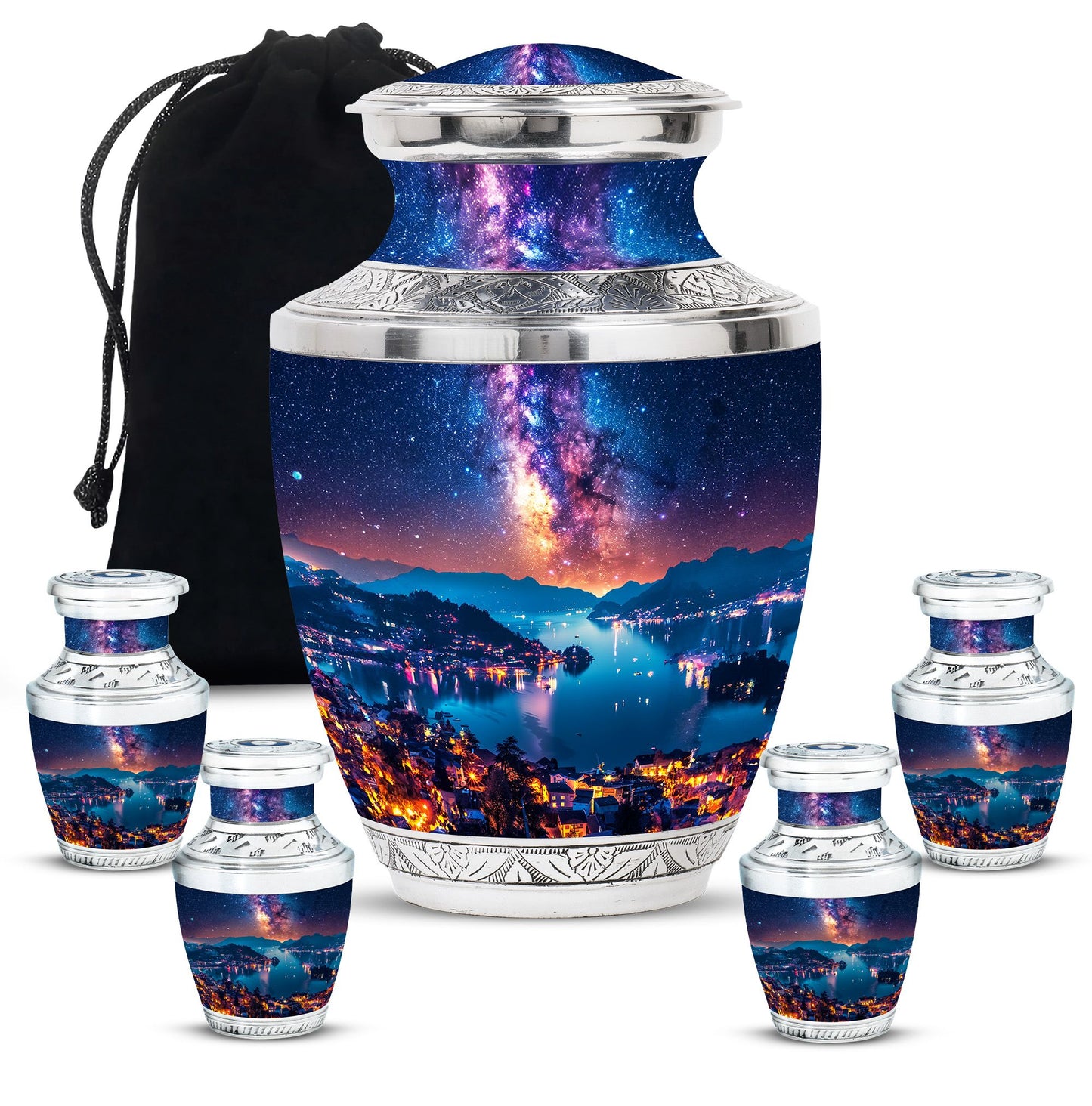 Personalized Galaxy Memorial Urn for Men - 10-inch, 200 cu in - Yatskia
