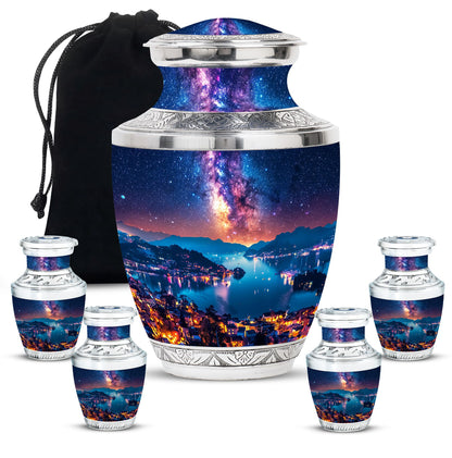 Personalized Galaxy Memorial Urn for Men - 10-inch, 200 cu in - Yatskia