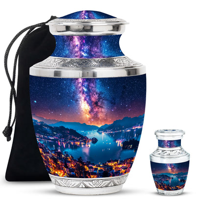Personalized Galaxy Memorial Urn for Men - 10-inch, 200 cu in - Yatskia