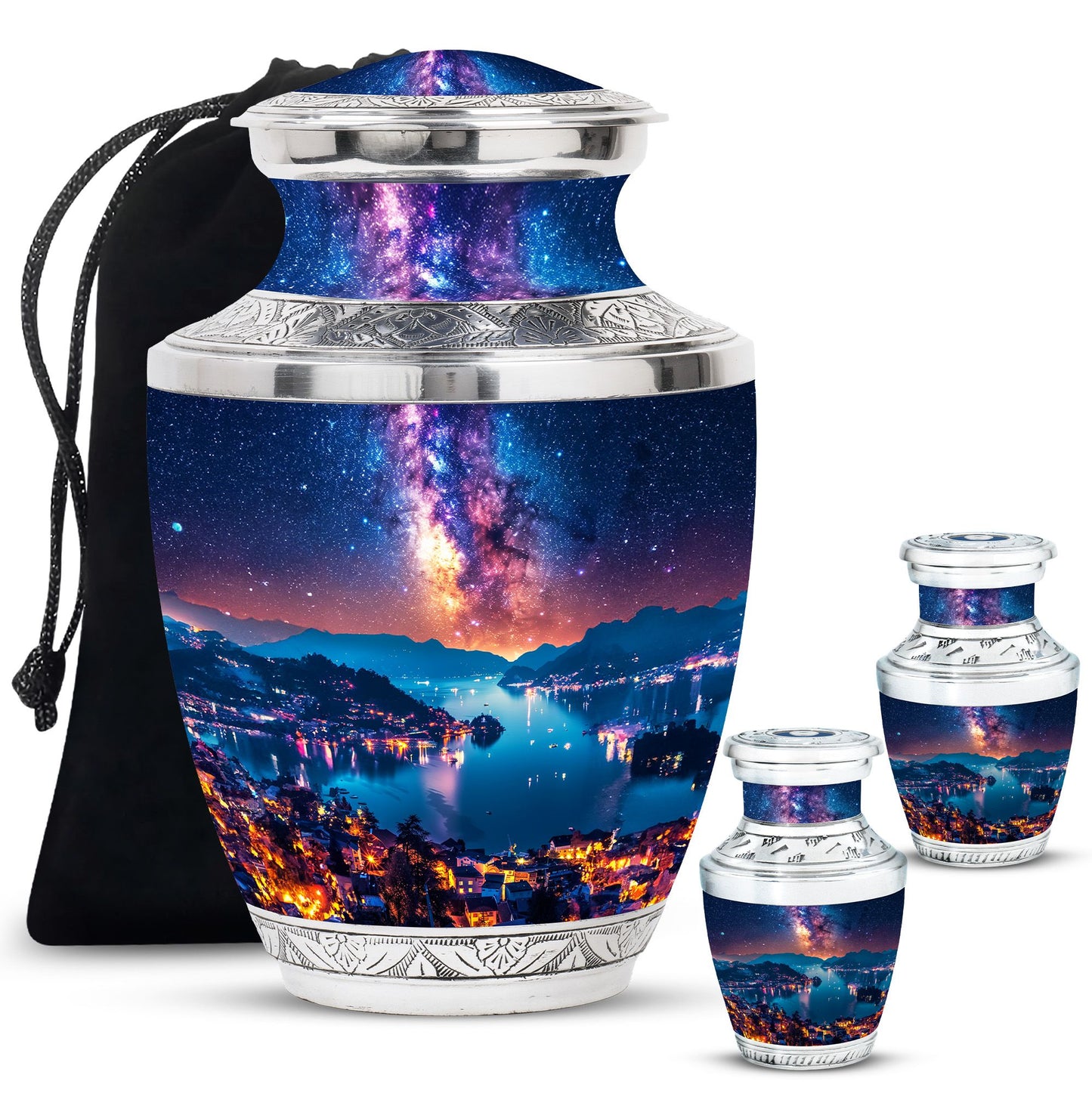 Personalized Galaxy Memorial Urn for Men - 10-inch, 200 cu in - Yatskia