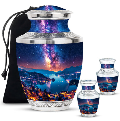 Personalized Galaxy Memorial Urn for Men - 10-inch, 200 cu in - Yatskia