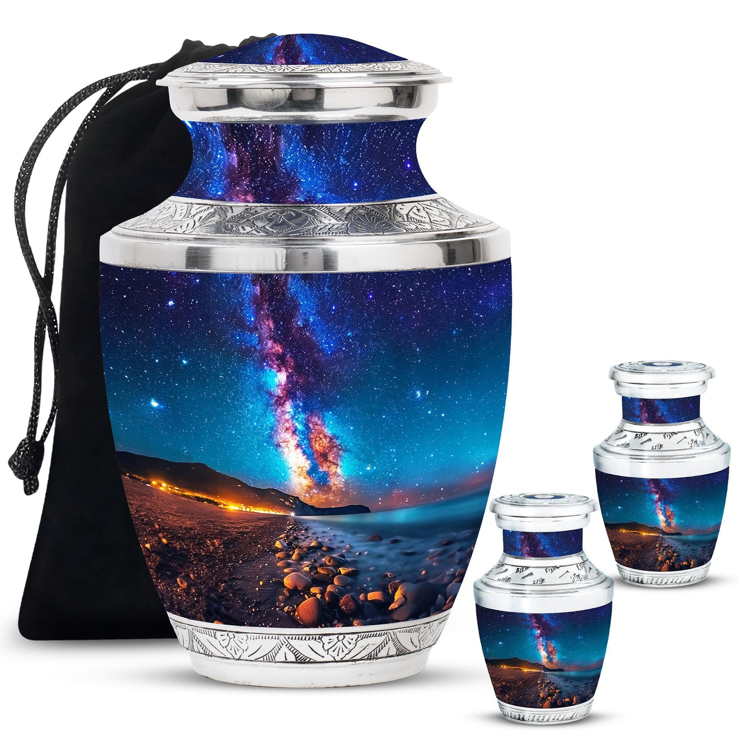 Personalized Galaxy Cremation Urn for Adults - 10-inch, 200 cu in - Yatskia