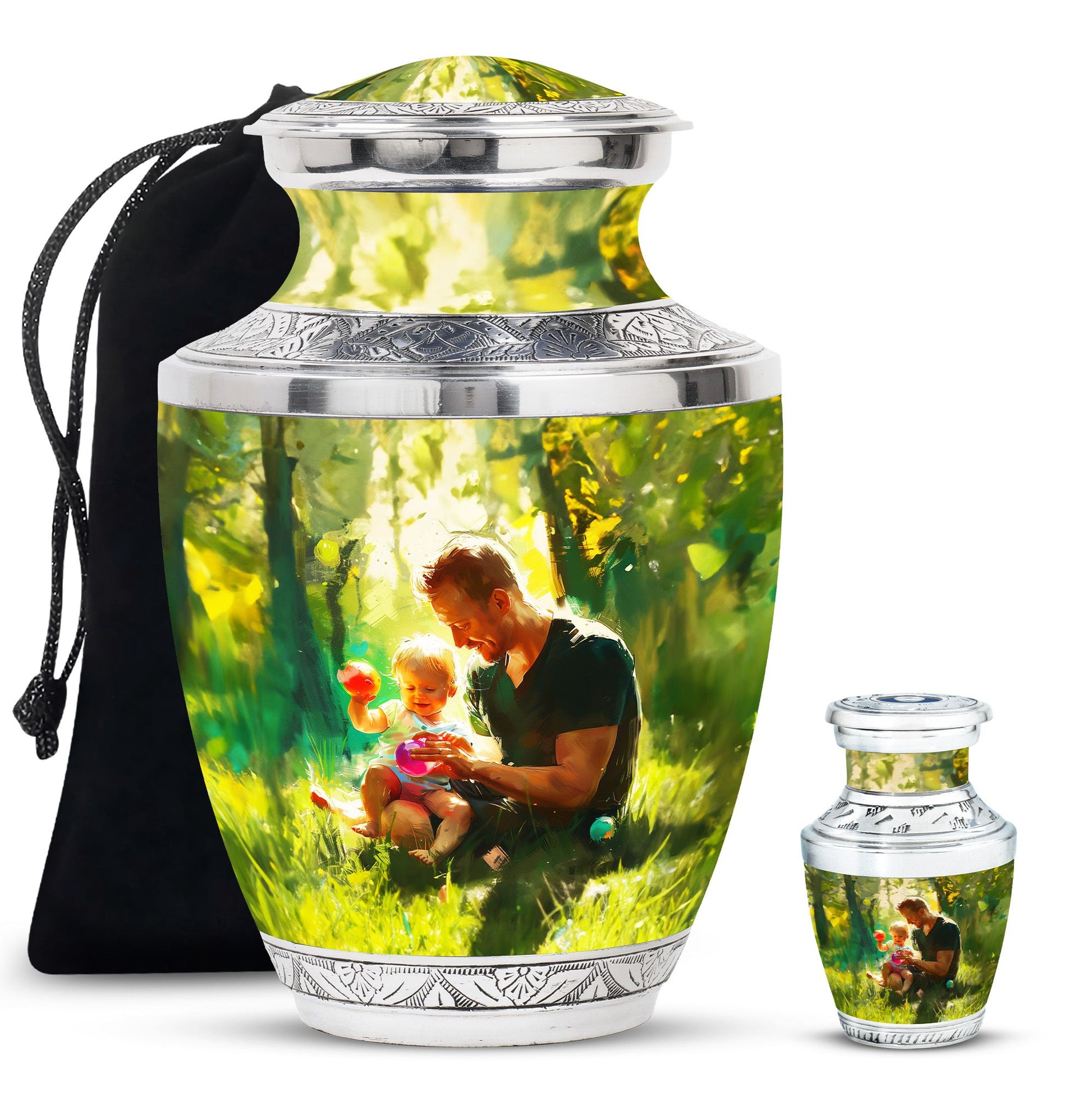 Father & Kids Large & Small Cremation Urns For Human Ashes