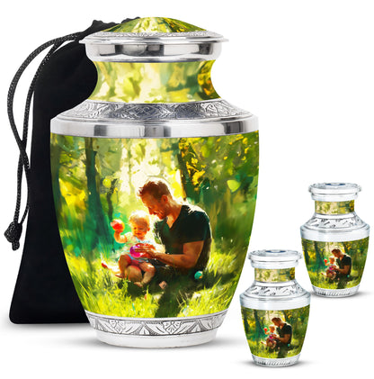 Personalized Father Keepsake Urn for Human Ashes - 10-inch, 200 cu in - Yatskia