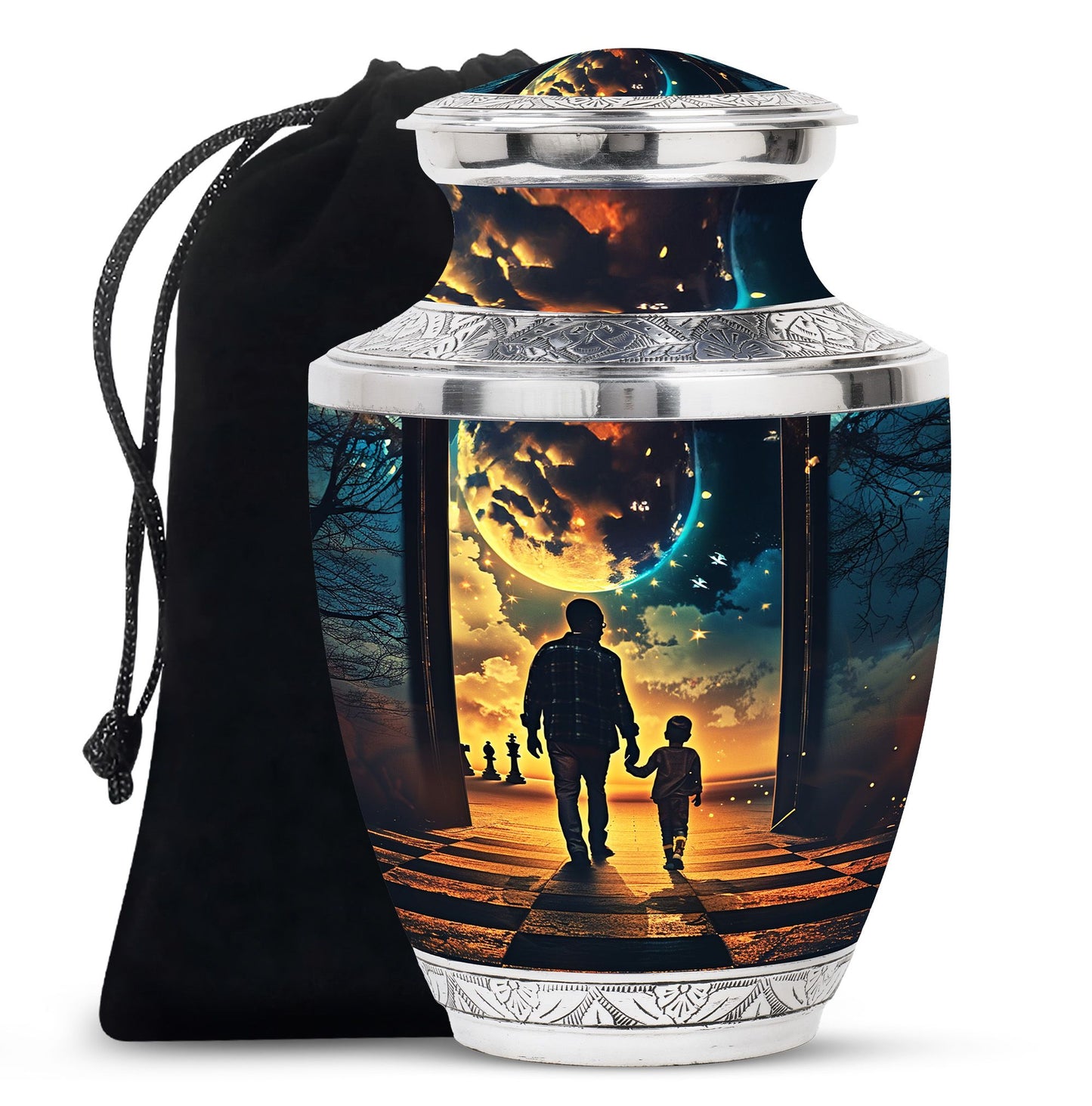 Personalized Father Keepsake Urn for Human Ashes - 10-inch, 200 cu in - Yatskia