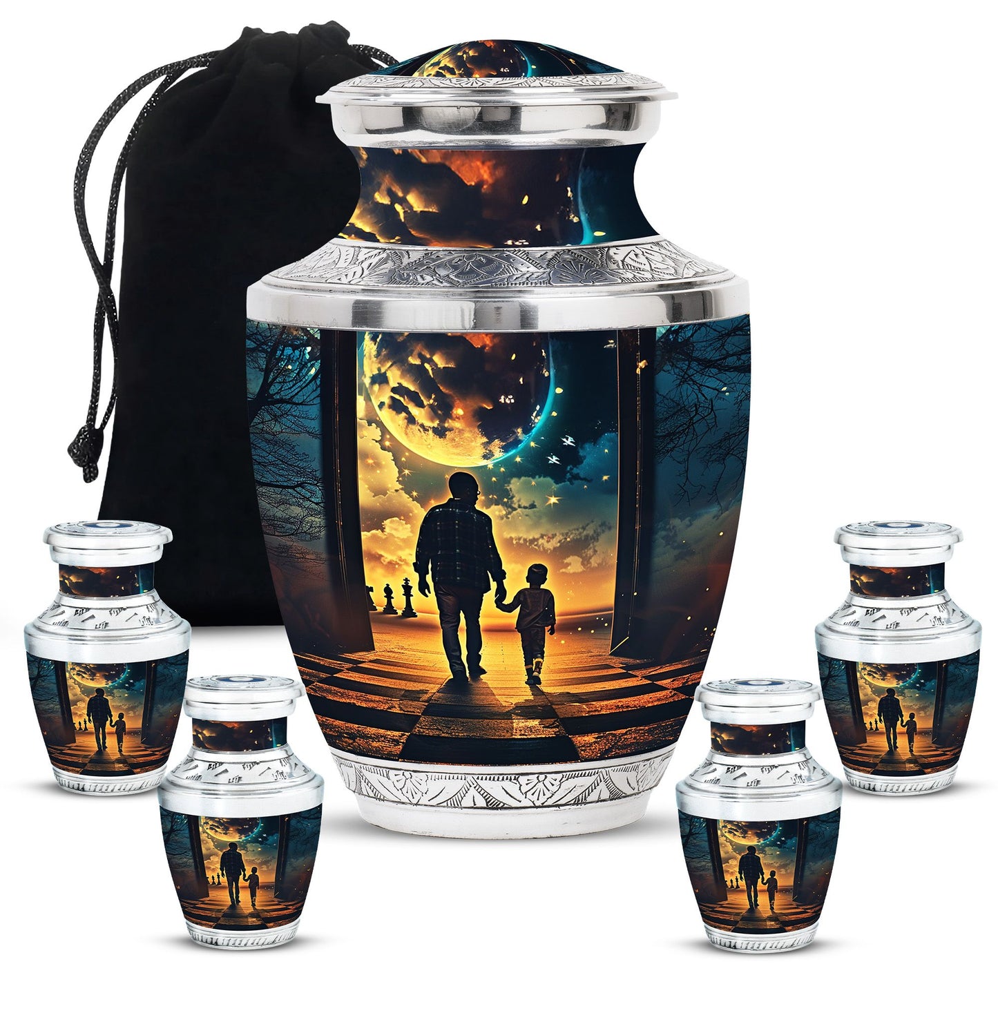Personalized Father Keepsake Urn for Human Ashes - 10-inch, 200 cu in - Yatskia