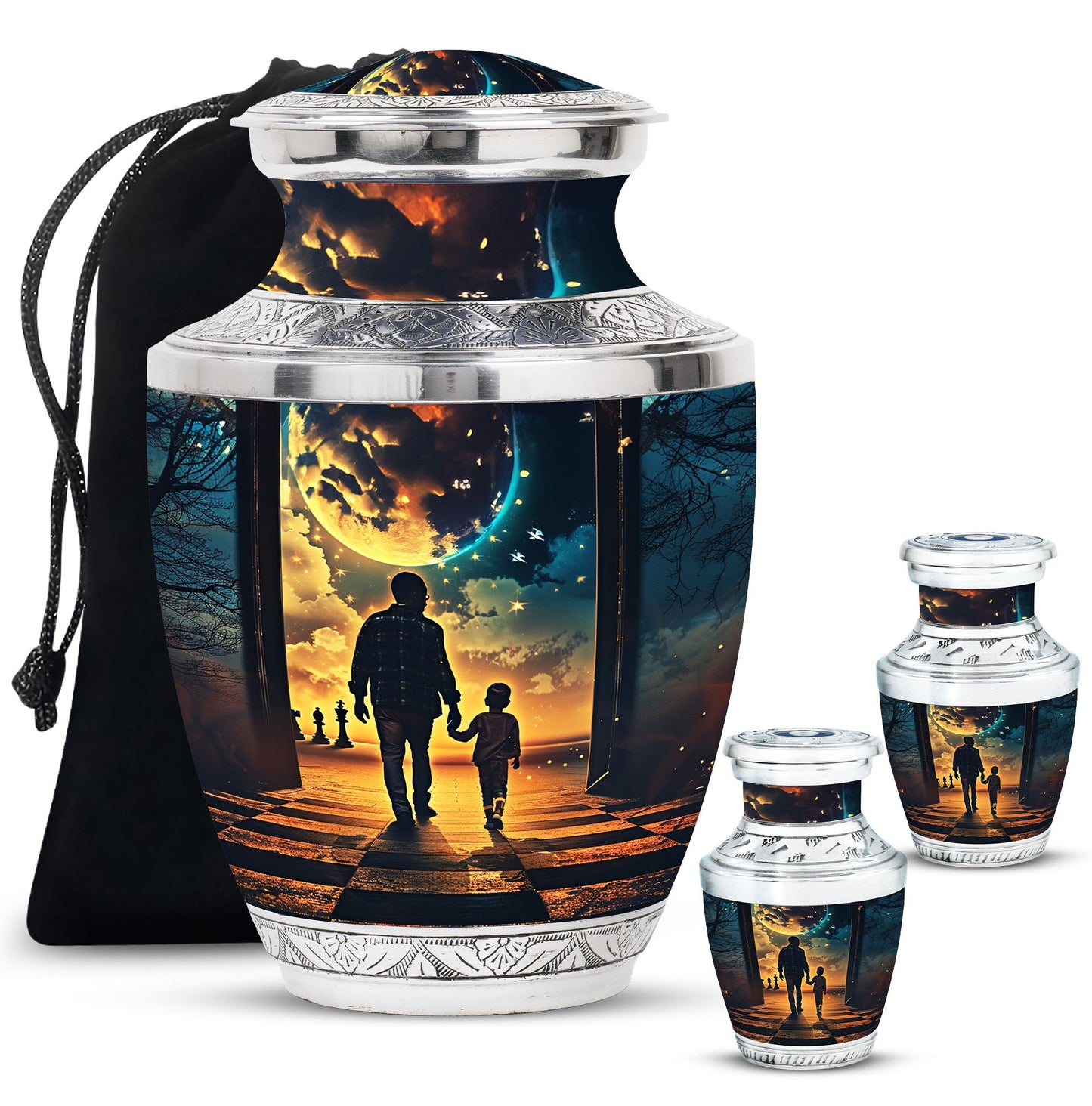 Personalized Father Keepsake Urn for Human Ashes - 10-inch, 200 cu in - Yatskia