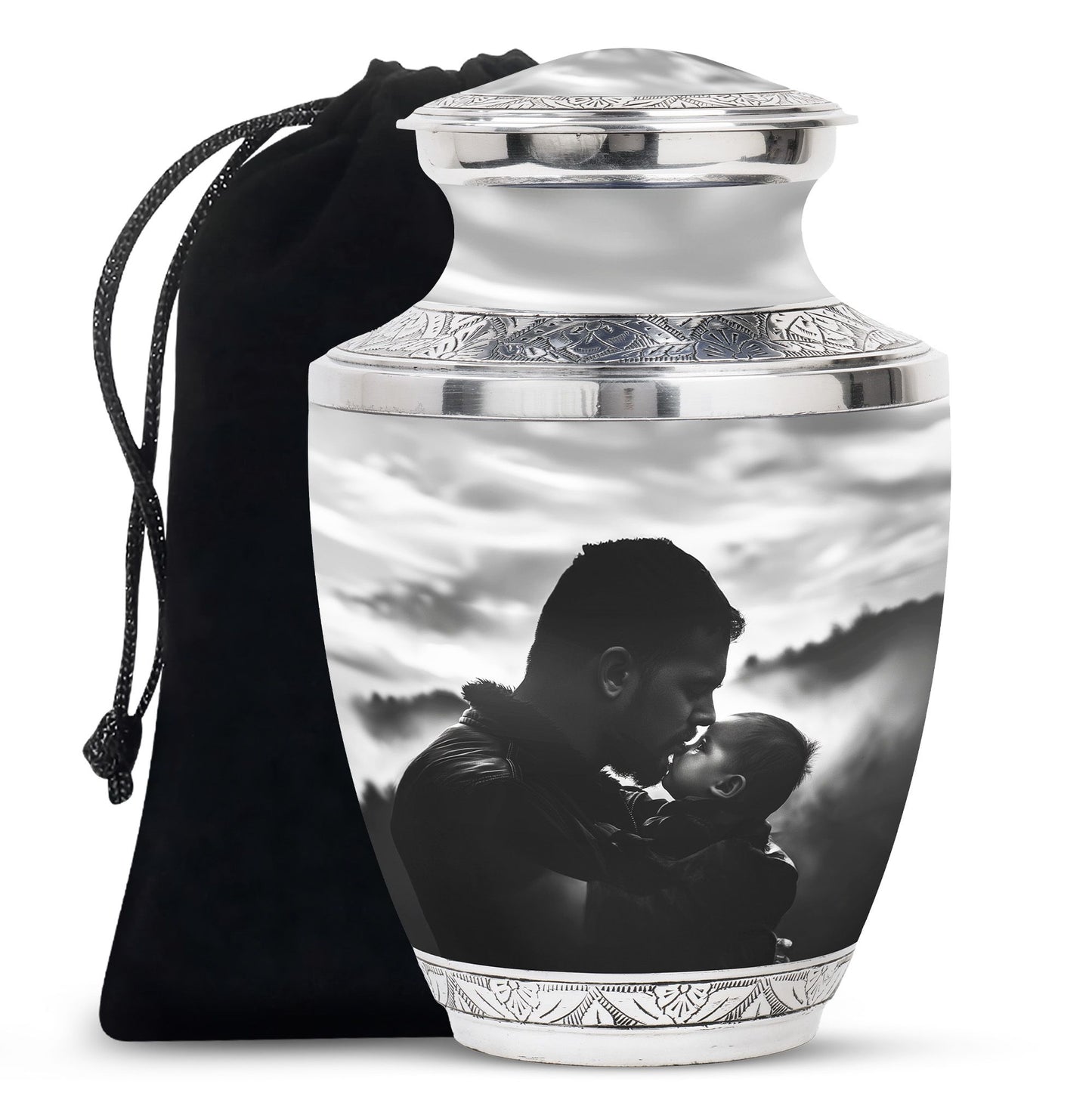 Personalized Father Cremation Urn for Adult - 10-inch, 200 cu in - Yatskia