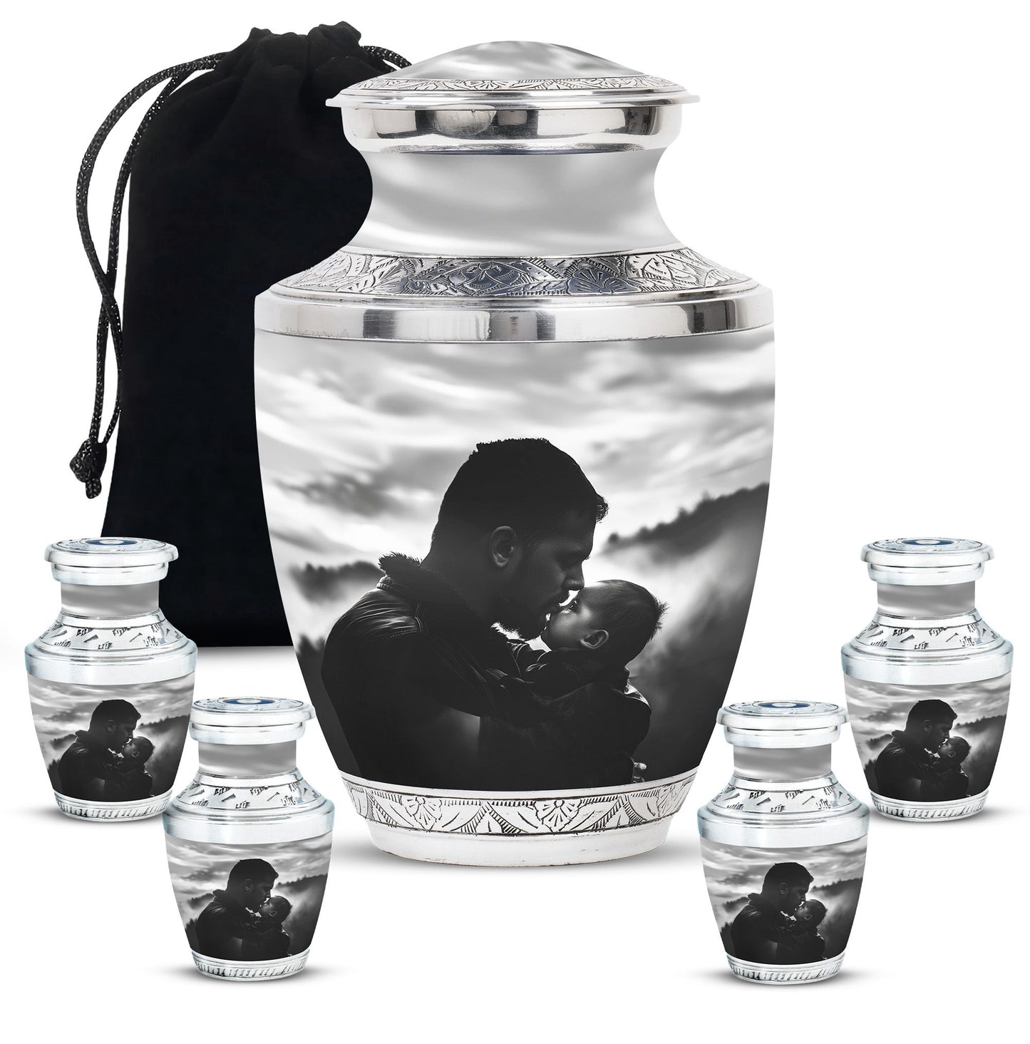 Personalized Father Cremation Urn for Adult - 10-inch, 200 cu in - Yatskia