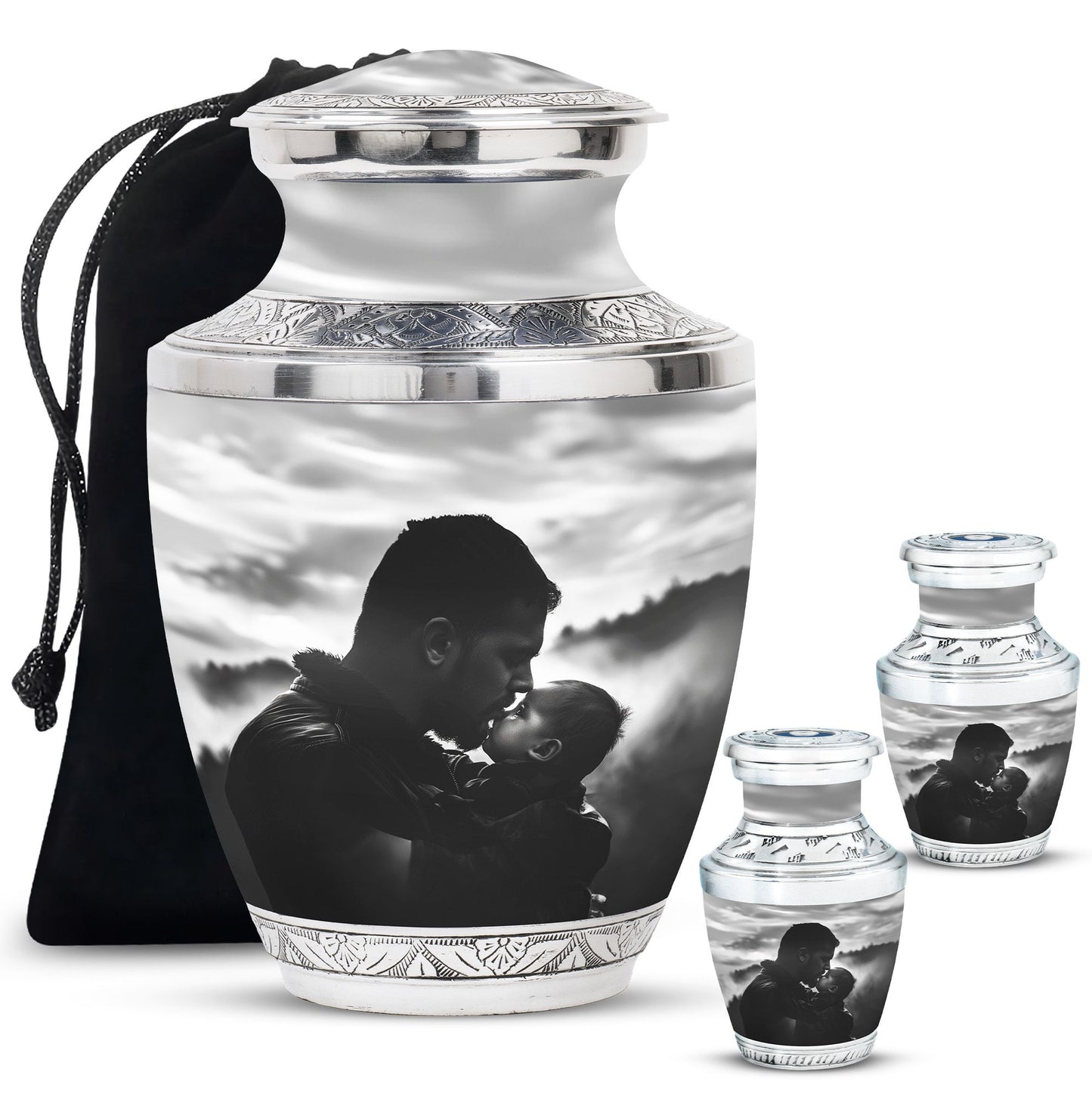 Personalized Father Cremation Urn for Adult - 10-inch, 200 cu in - Yatskia