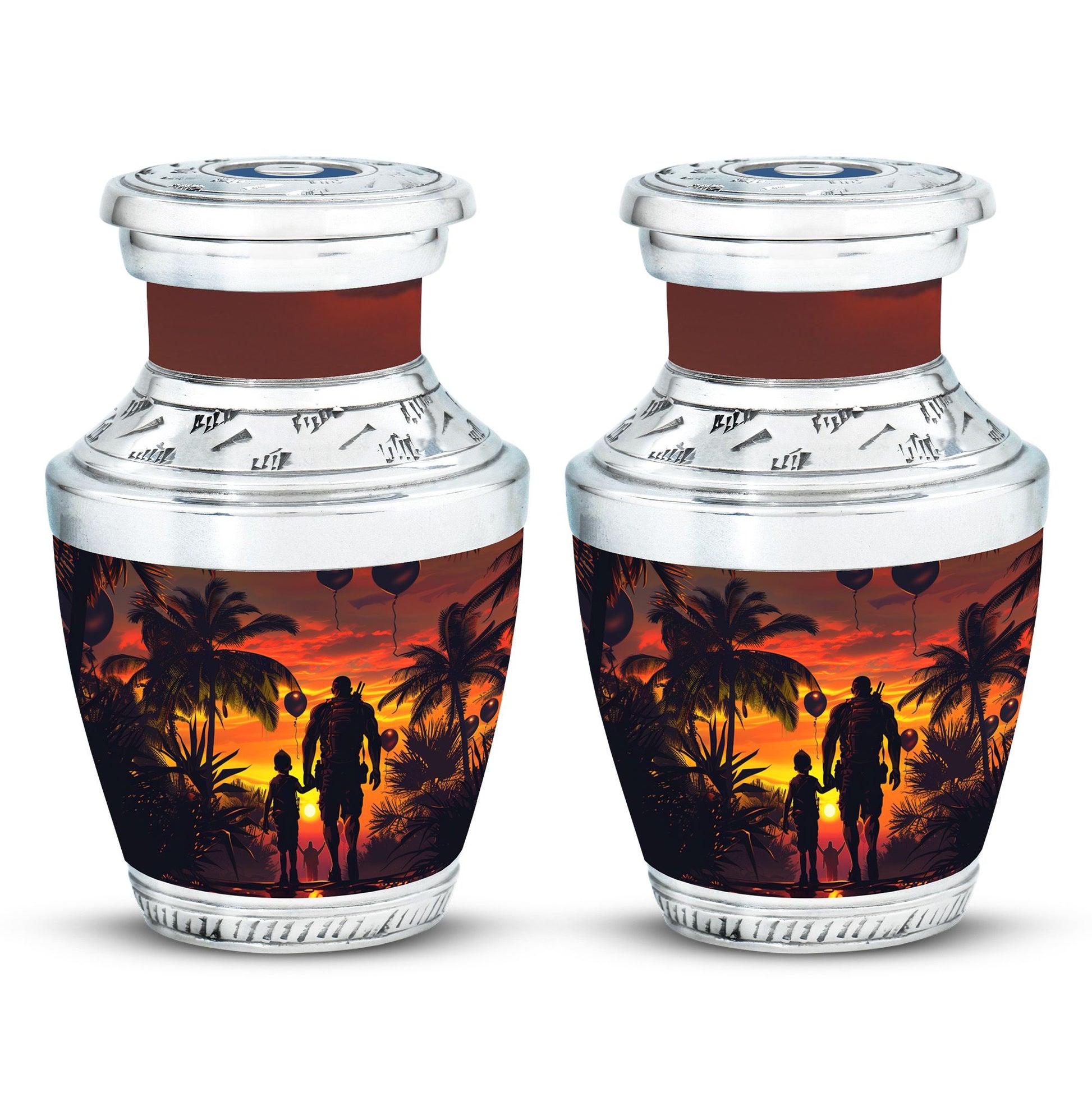 Father and Son Cremation Urns For Human Ashes - Sunset Funeral Urn