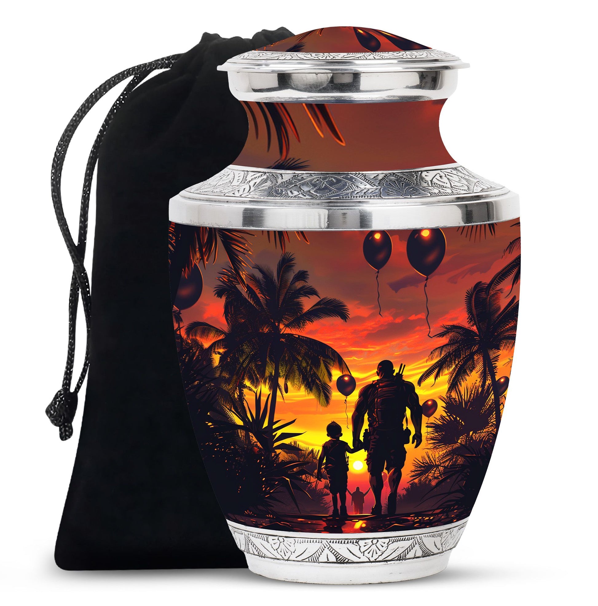 Father and Son Cremation Urns For Human Ashes - Sunset Funeral Urn
