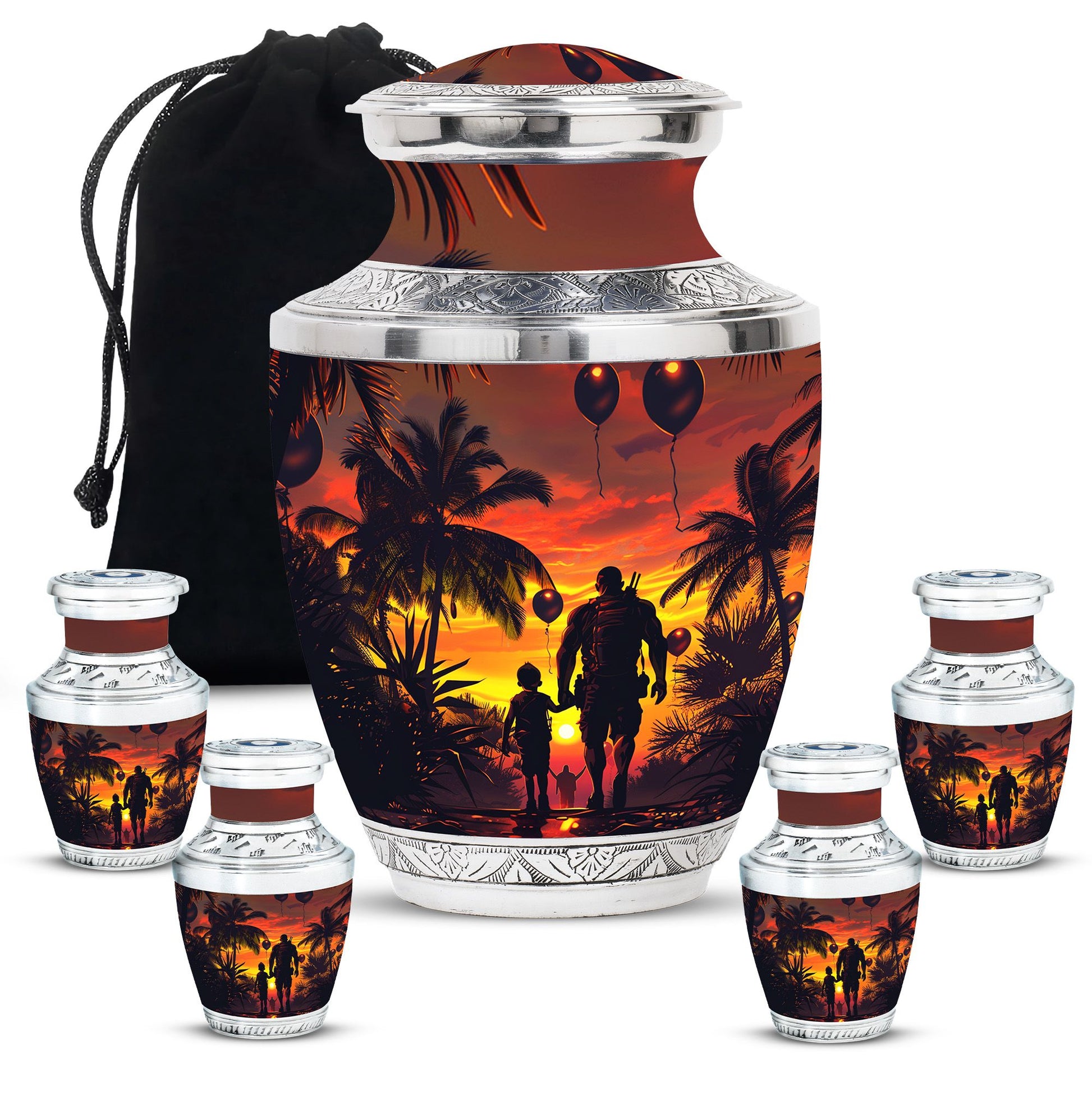 Father and Son Cremation Urns For Human Ashes - Sunset Funeral Urn