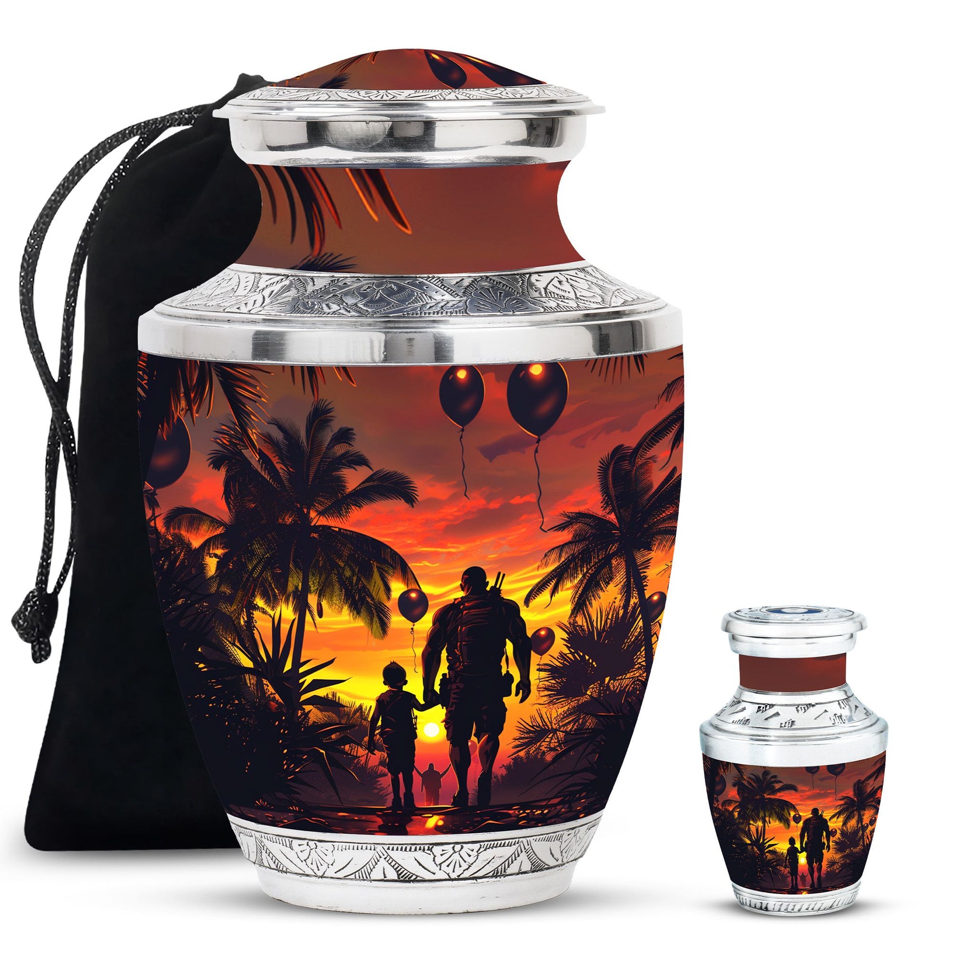 Father and Son Cremation Urns For Human Ashes - Sunset Funeral Urn
