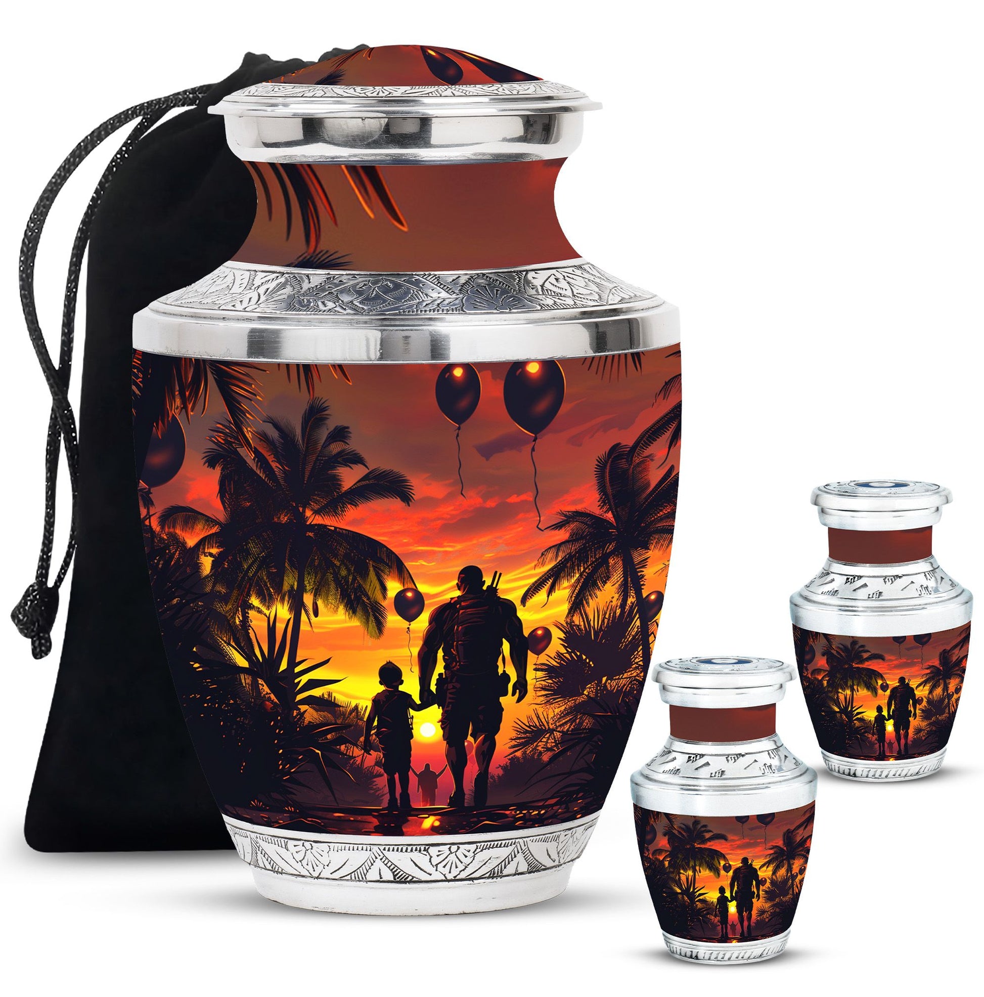 Father and Son Cremation Urns For Human Ashes - Sunset Funeral Urn