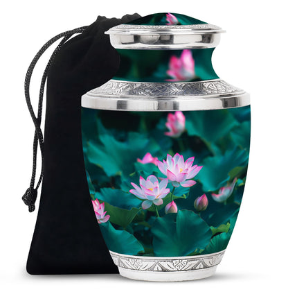 Personalized Flower Cremation Urn for Human Ashes - 10-inch, 200 cu in - Yatskia