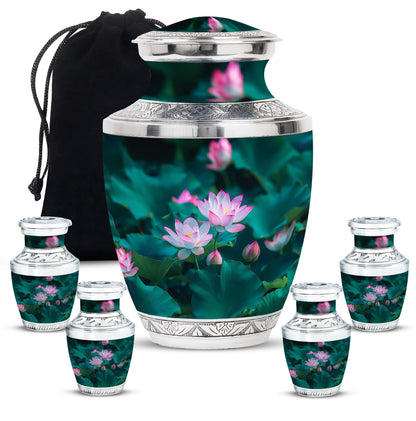 Personalized Flower Cremation Urn for Human Ashes - 10-inch, 200 cu in - Yatskia