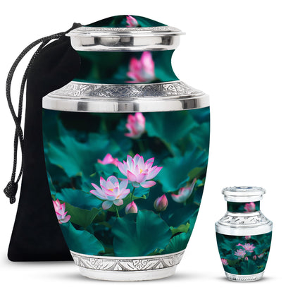 Personalized Flower Cremation Urn for Human Ashes - 10-inch, 200 cu in - Yatskia
