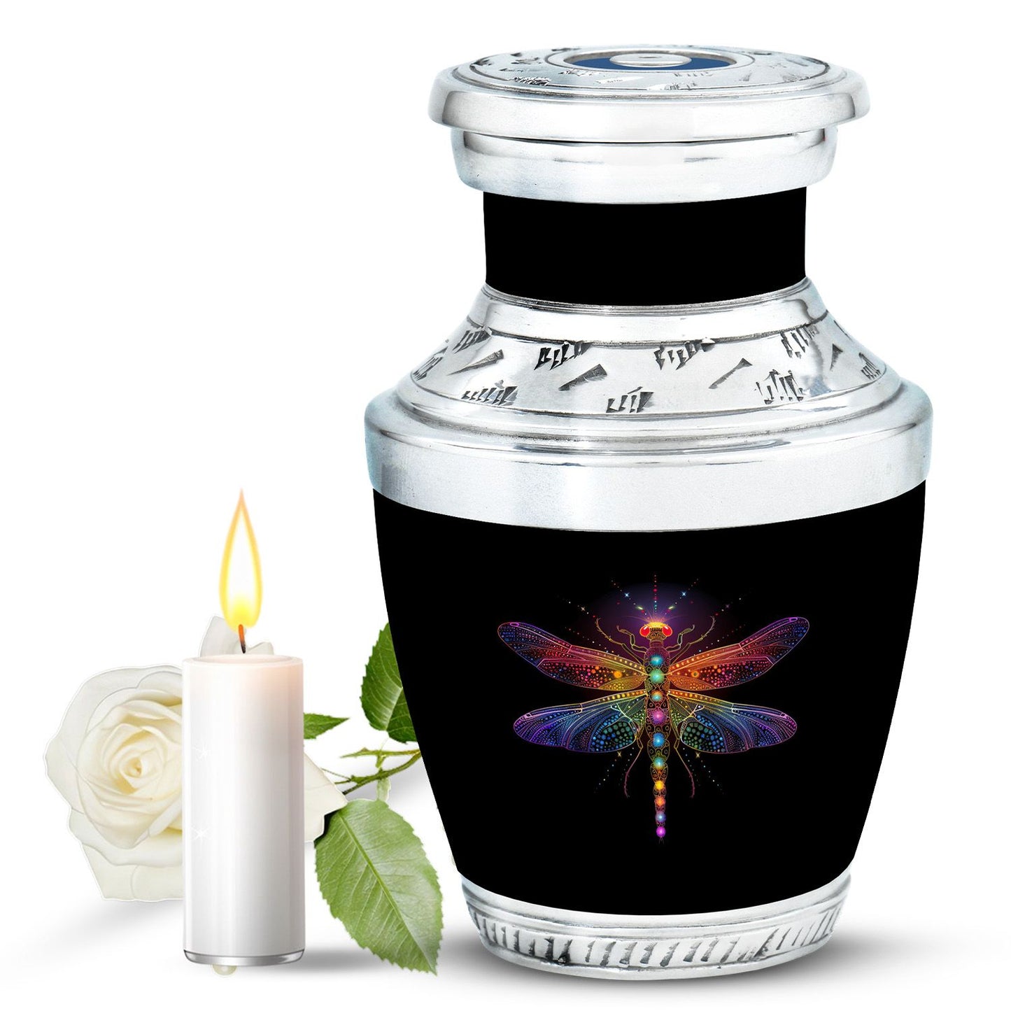 Personalized Dragonfly Cremation Urn for Men & Women - 10-inch, 200 cu in - Yatskia