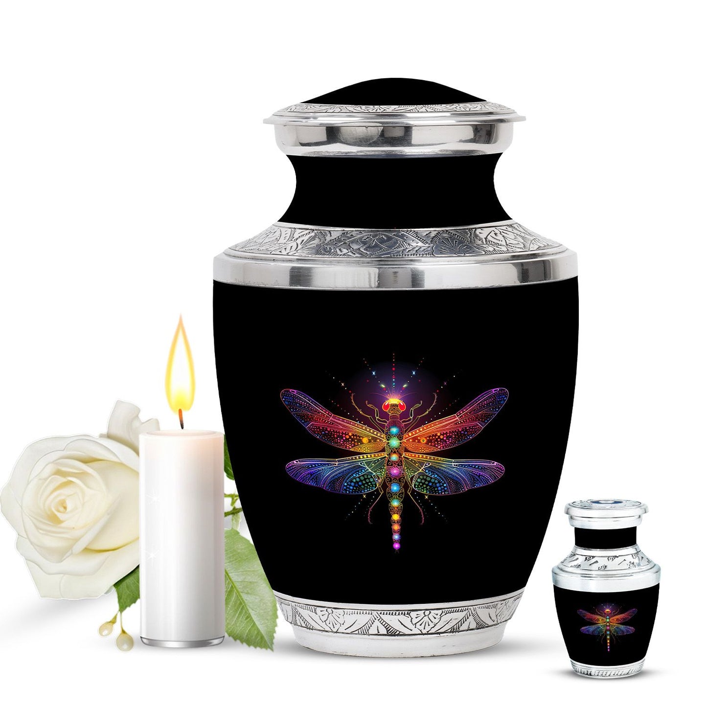 Personalized Dragonfly Cremation Urn for Men & Women - 10-inch, 200 cu in - Yatskia