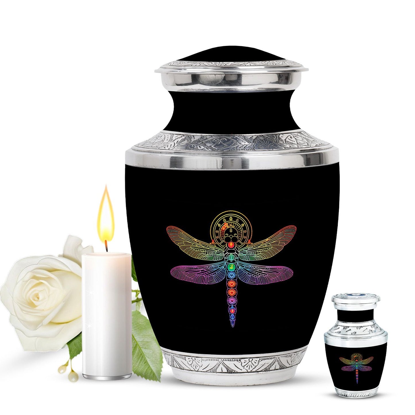Personalized Dragonfly Memorial Urn for Men - 10-inch, 200 cu in - Yatskia