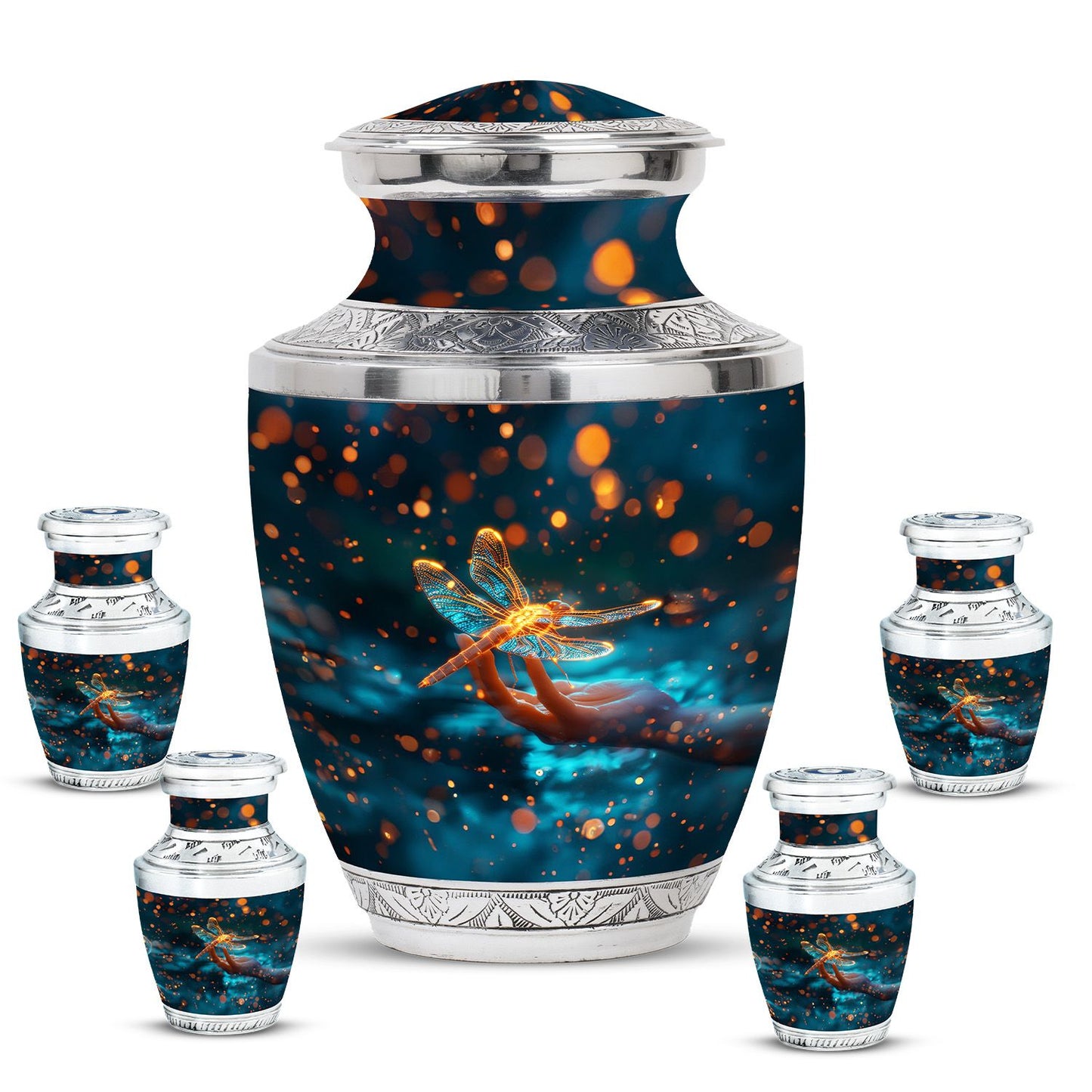Personalized Dragonfly Cremation Urn for Human Ashes - 10-inch, 200 cu in - Yatskia
