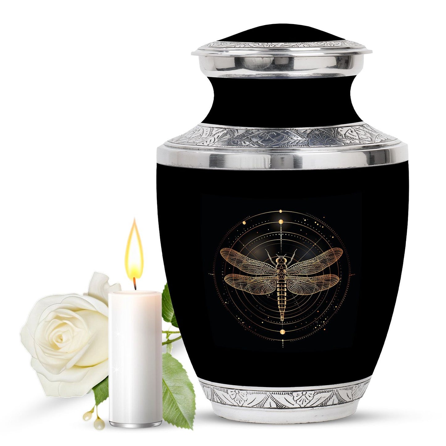 Personalized Dragonfly Cremation Urn for Human Ashes - 10-inch, 200 cu in - Yatskia