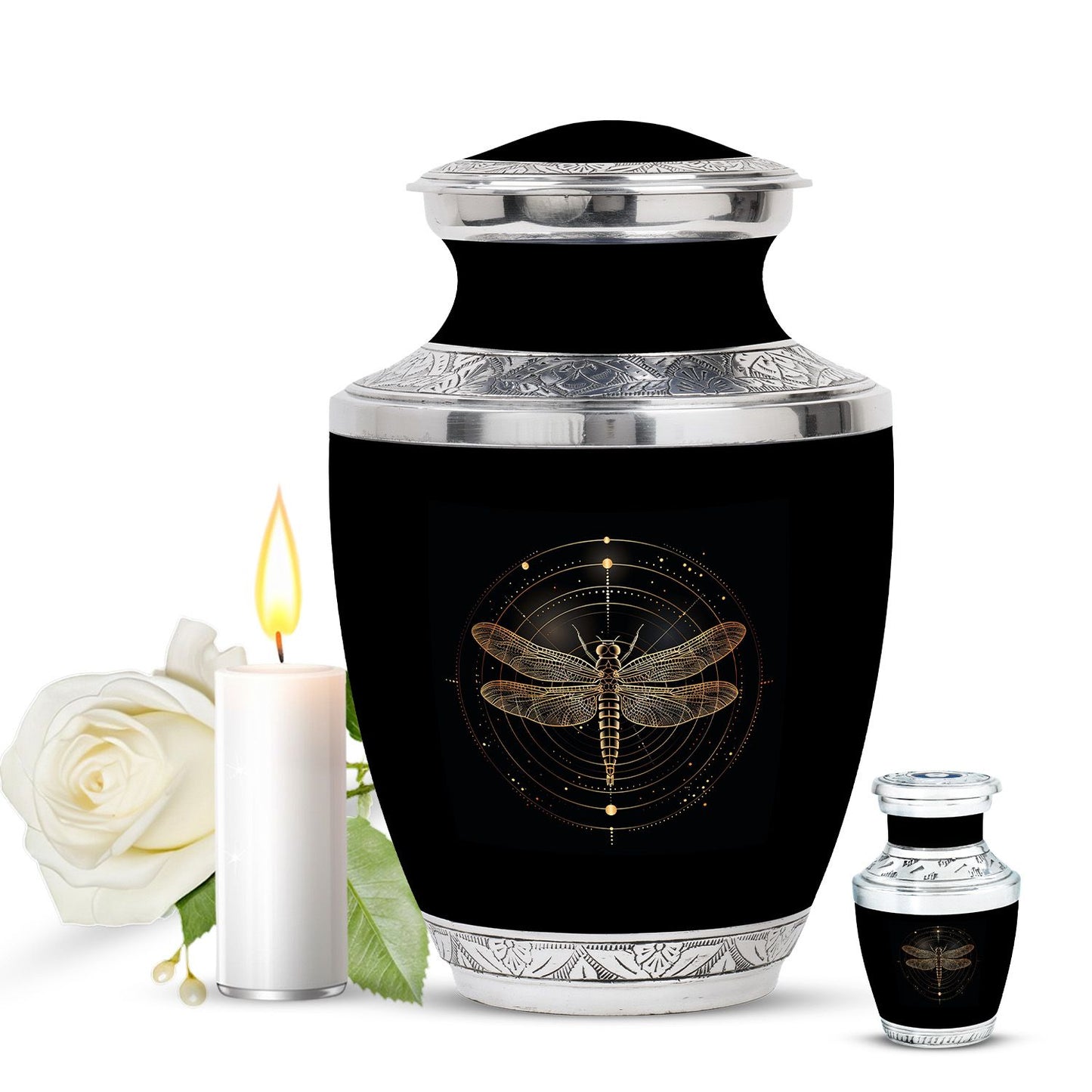 Personalized Dragonfly Cremation Urn for Human Ashes - 10-inch, 200 cu in - Yatskia