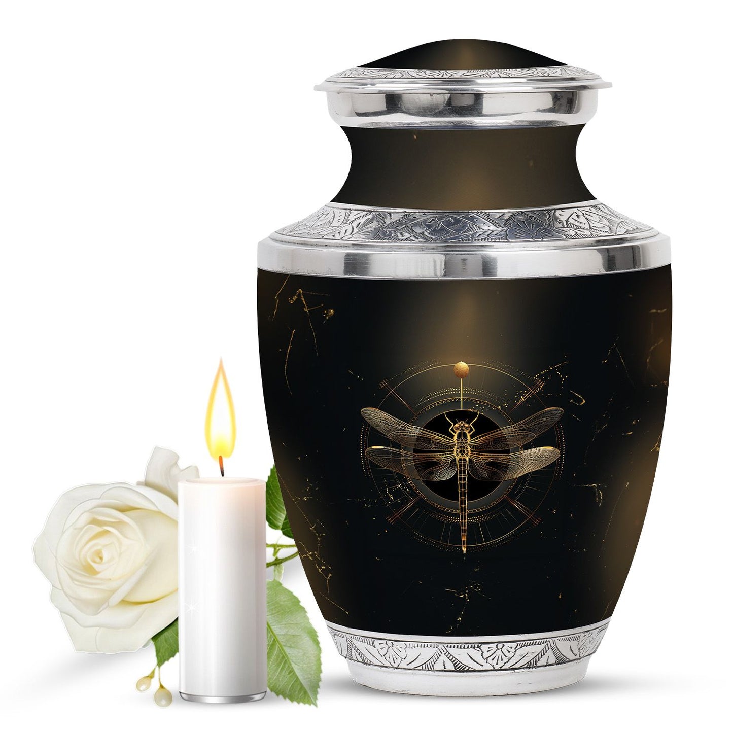 Personalized Dragonfly Cremation Urn for Human Ashes - 10-inch, 200 cu in - Yatskia