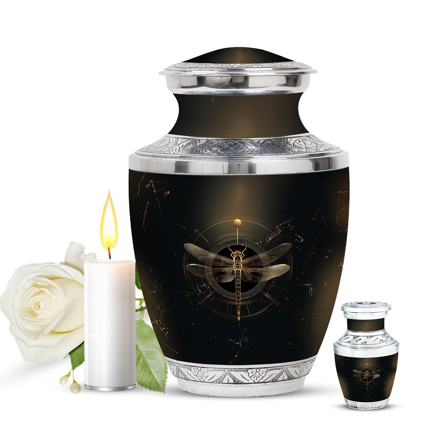 Personalized Dragonfly Cremation Urn for Human Ashes - 10-inch, 200 cu in - Yatskia