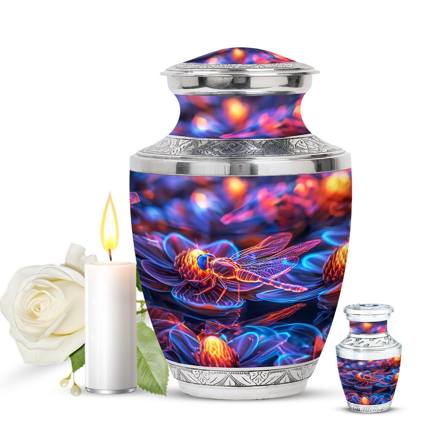 Personalized Dragonfly Memorial Urn for Human Ashes - 10-inch, 200 cu in - Yatskia