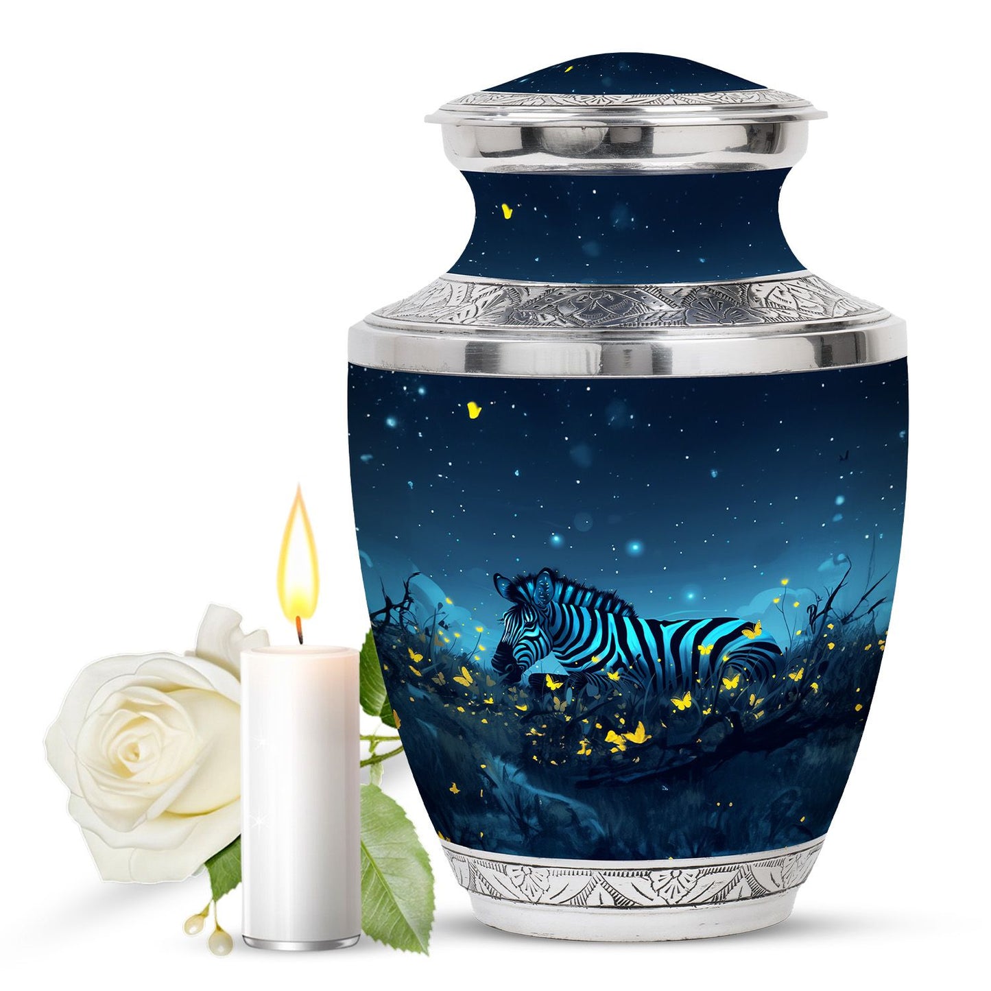 Personalized Zebra Cremation Urn for Human Ashes - 10-inch, 200 cu in - Yatskia