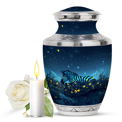 Personalized Zebra Cremation Urn for Human Ashes - 10-inch, 200 cu in - Yatskia