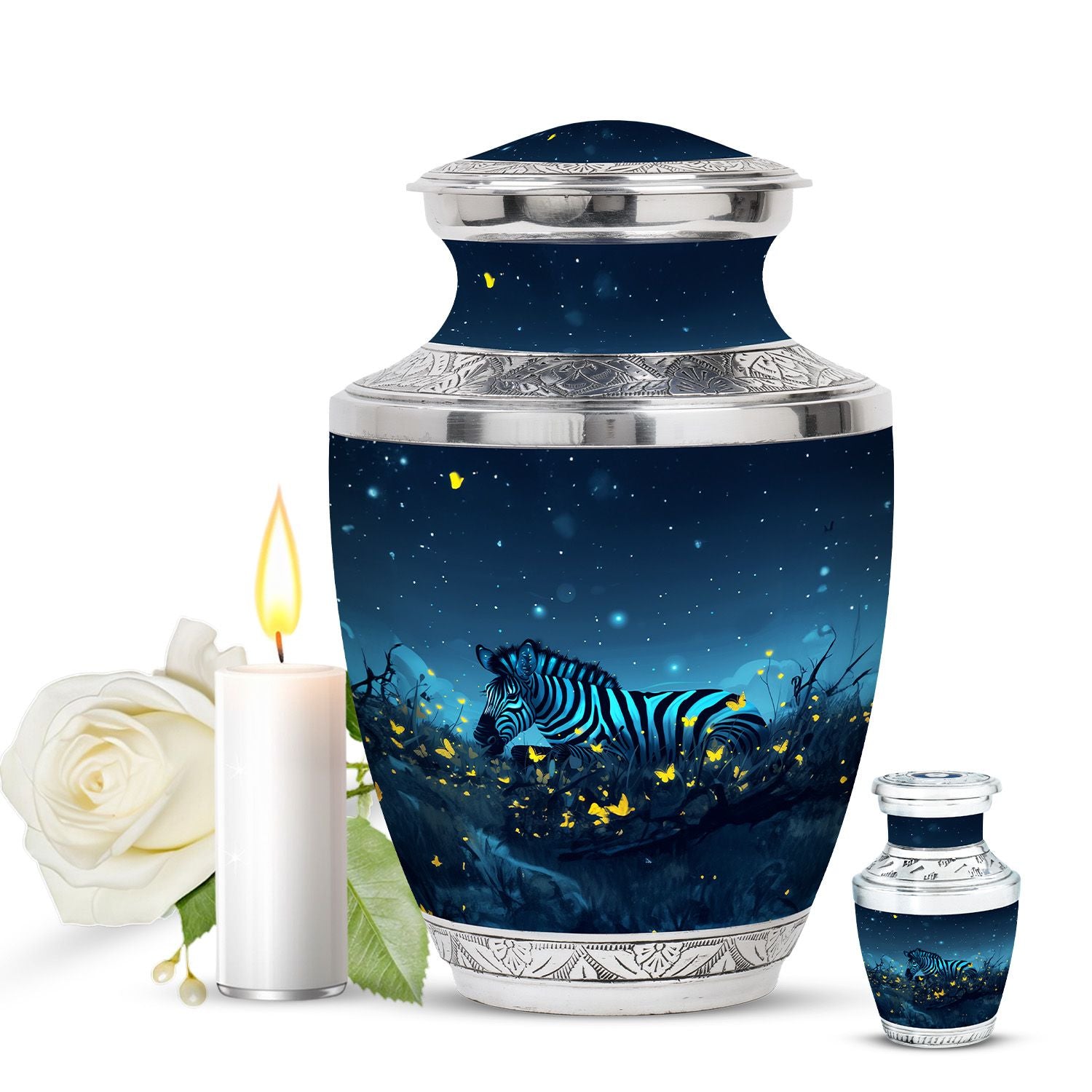 Zebra Metal Urns For Human Ashes Funeral, Ashes Cremation Urn