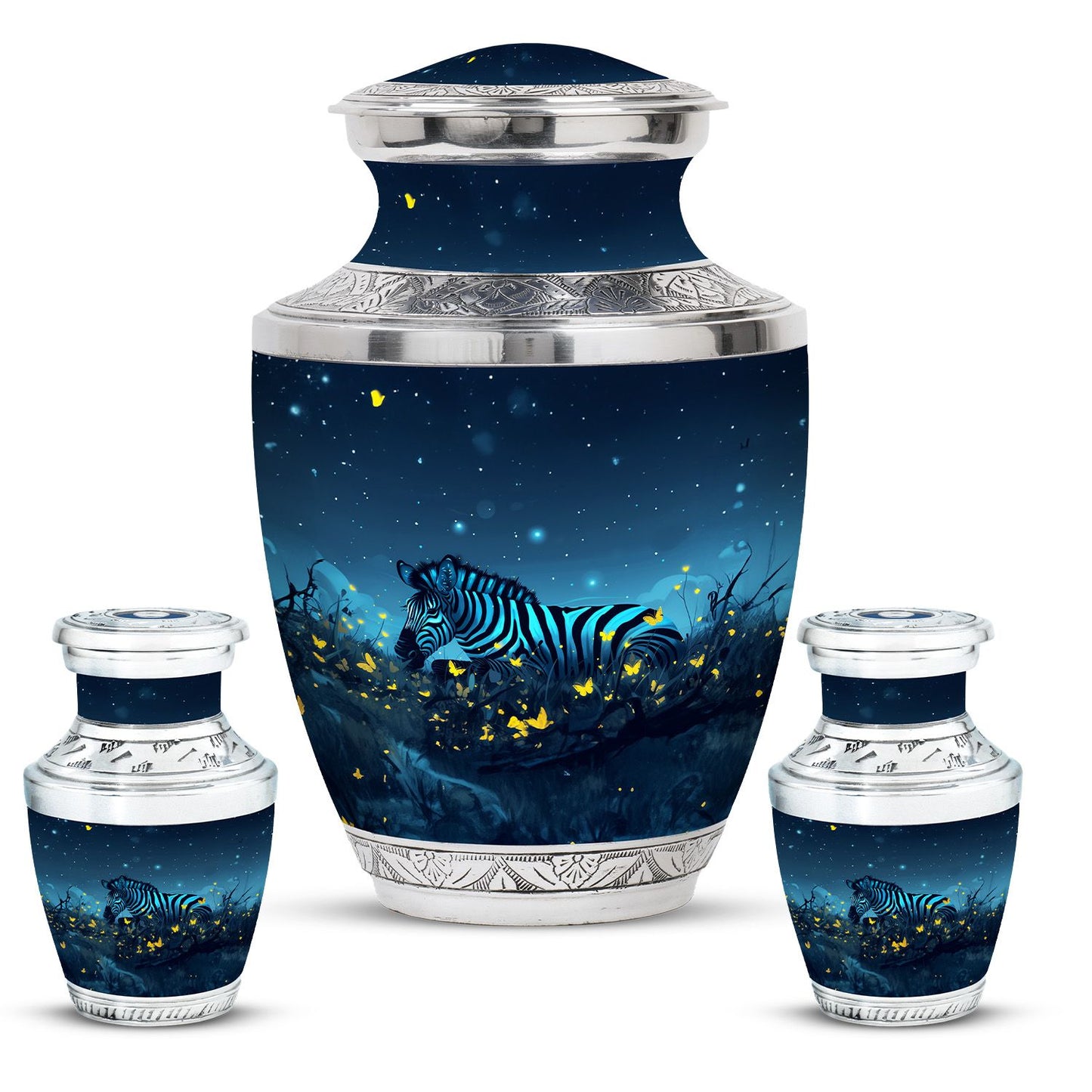 Personalized Zebra Cremation Urn for Human Ashes - 10-inch, 200 cu in - Yatskia