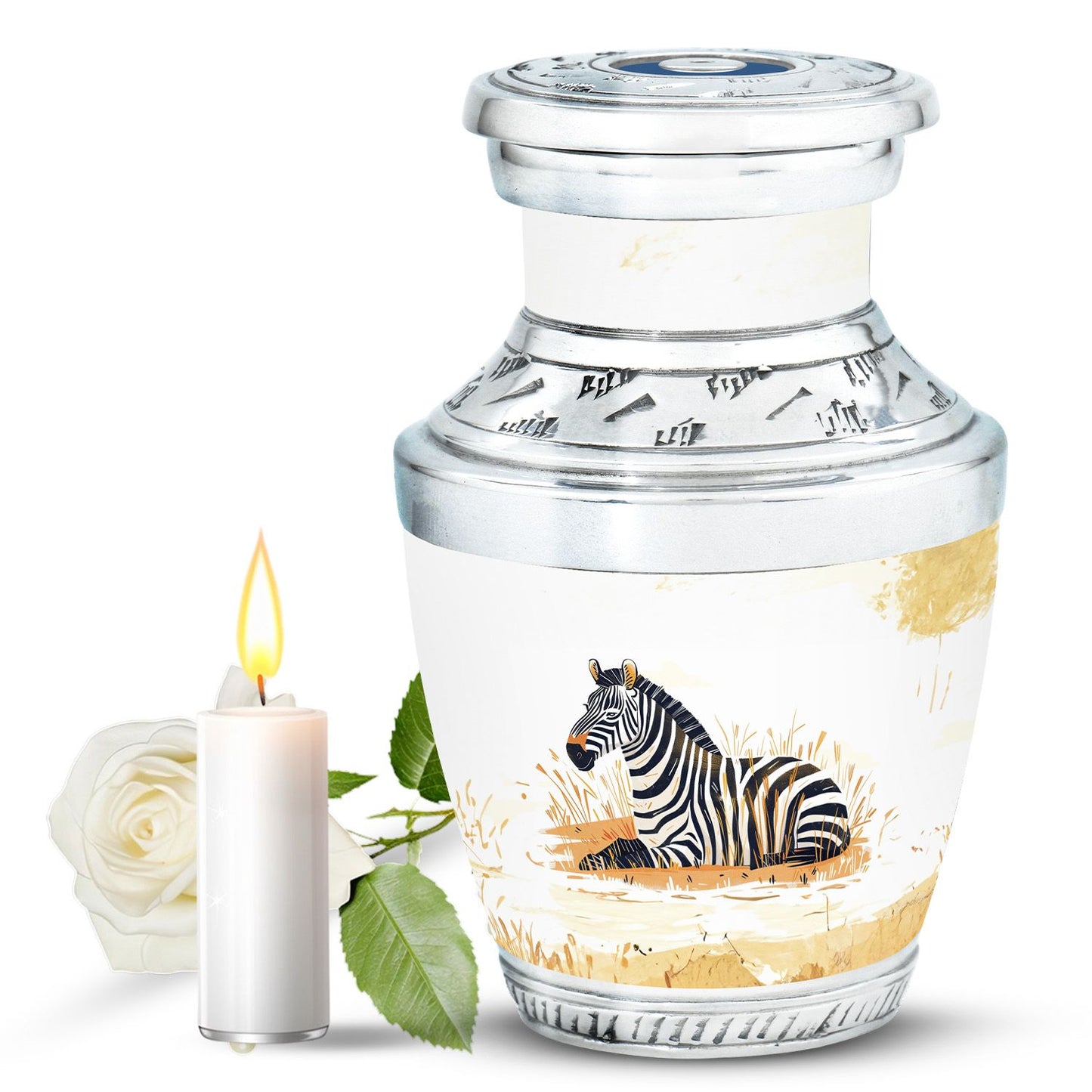 Personalized Zebra Cremation Urn for Human Ashes - 10-inch, 200 cu in - Yatskia
