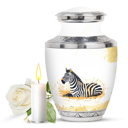 Personalized Zebra Cremation Urn for Human Ashes - 10-inch, 200 cu in - Yatskia