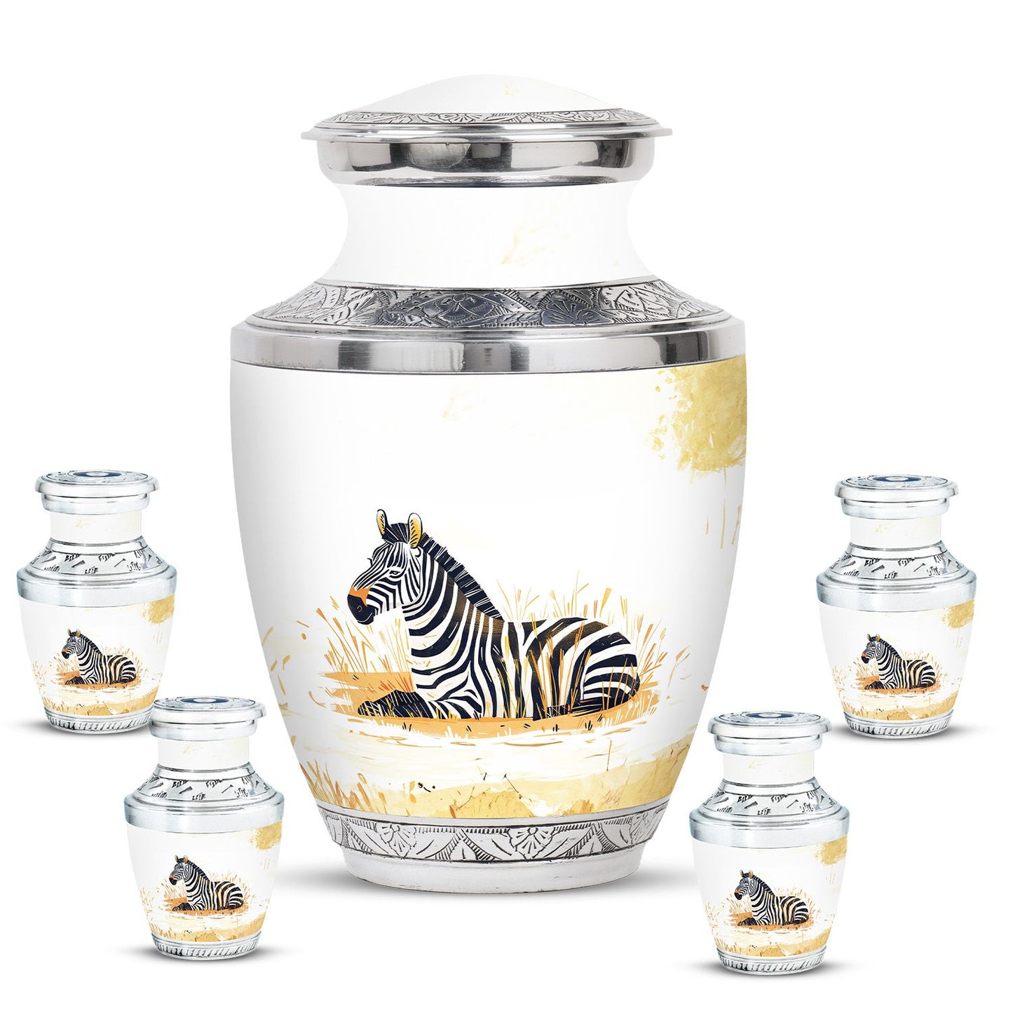 Personalized Zebra Cremation Urn for Human Ashes - 10-inch, 200 cu in - Yatskia