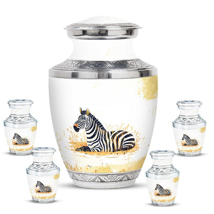 Personalized Zebra Cremation Urn for Human Ashes - 10-inch, 200 cu in - Yatskia