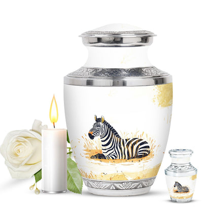 Personalized Zebra Cremation Urn for Human Ashes - 10-inch, 200 cu in - Yatskia
