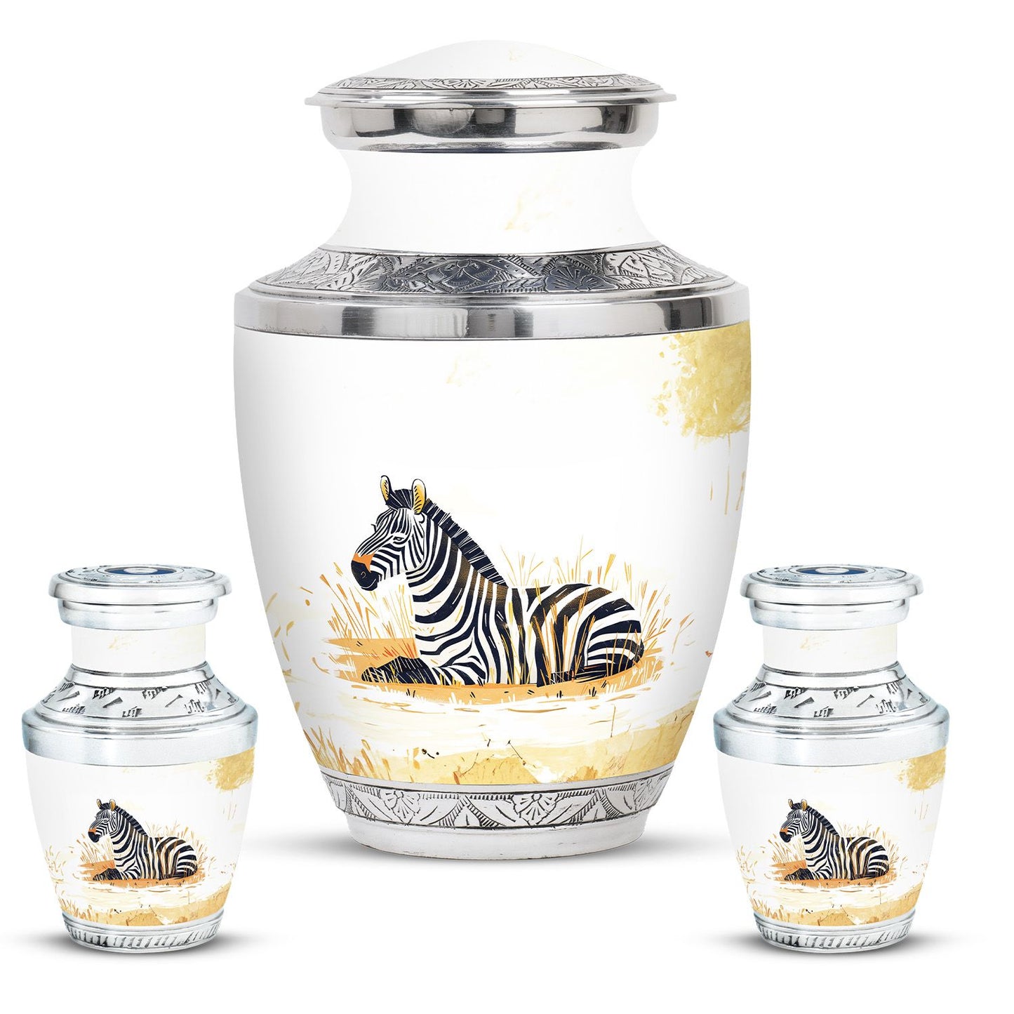 Personalized Zebra Cremation Urn for Human Ashes - 10-inch, 200 cu in - Yatskia