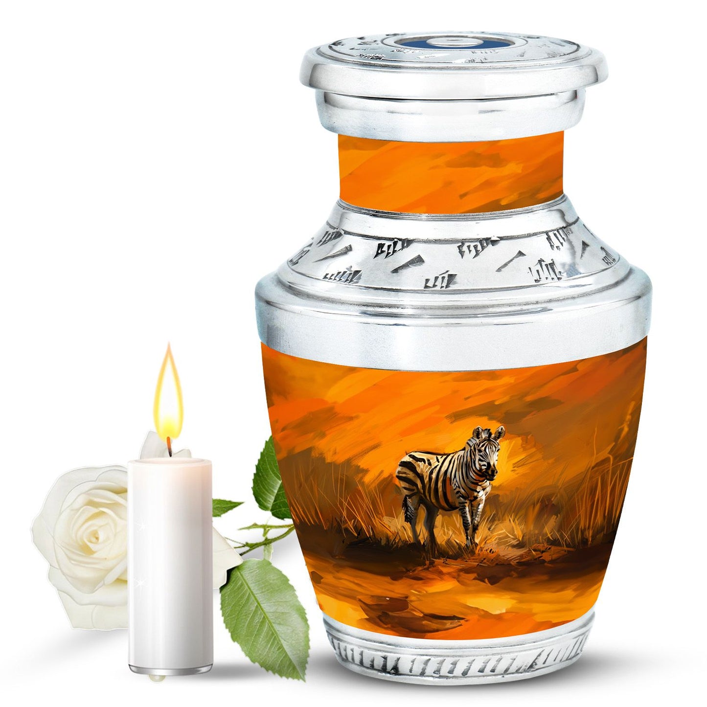 Personalized Zebra Cremation Urn for Human Ashes - 10-inch, 200 cu in - Yatskia