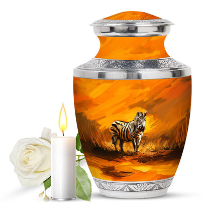 Personalized Zebra Cremation Urn for Human Ashes - 10-inch, 200 cu in - Yatskia