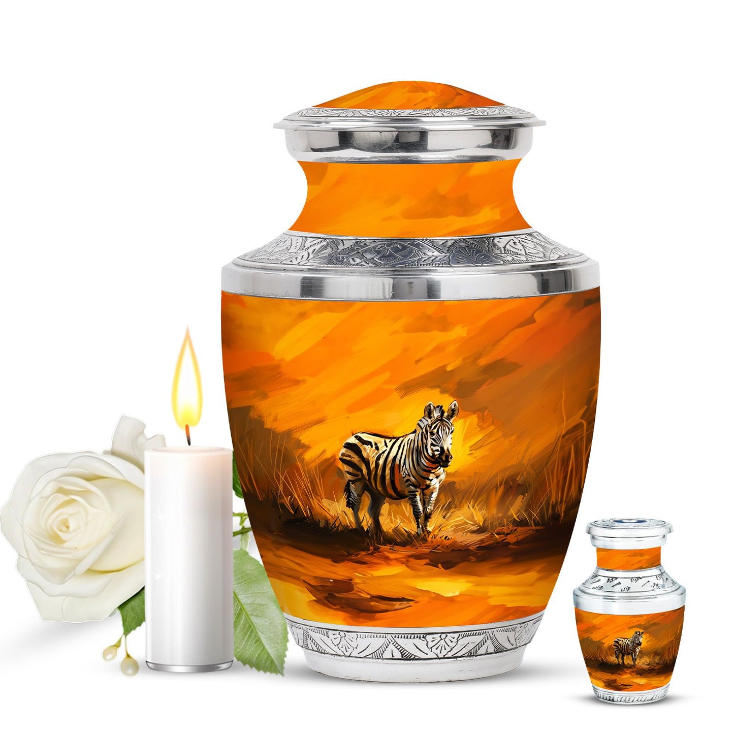 Personalized Zebra Cremation Urn for Human Ashes - 10-inch, 200 cu in - Yatskia