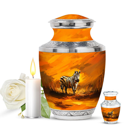 Personalized Zebra Cremation Urn for Human Ashes - 10-inch, 200 cu in - Yatskia