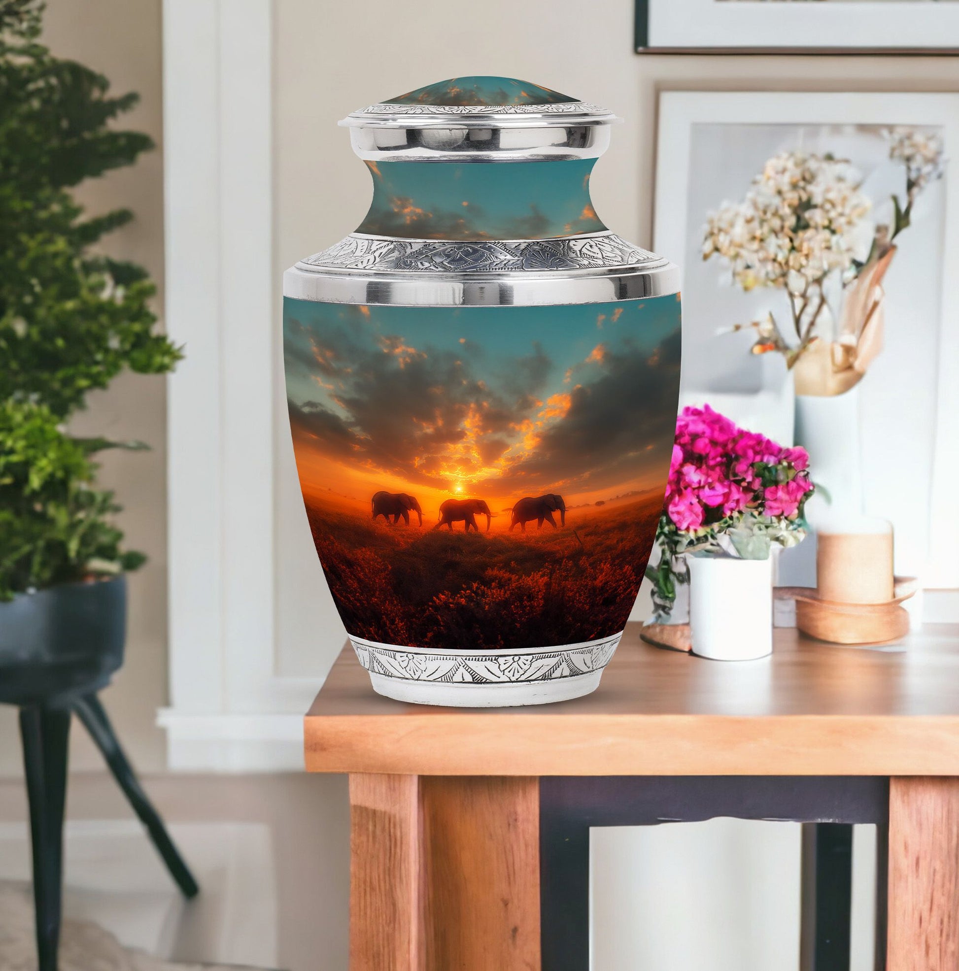 Elephant Family Unique Urns Funeral, Ashes Memorial Urn